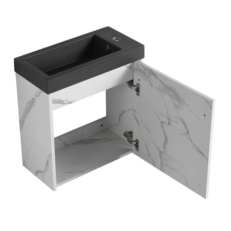 20" Floating Bathroom Vanity with Sink, Mini Wall Mounted Bathroom Vanity with Soft Close Door