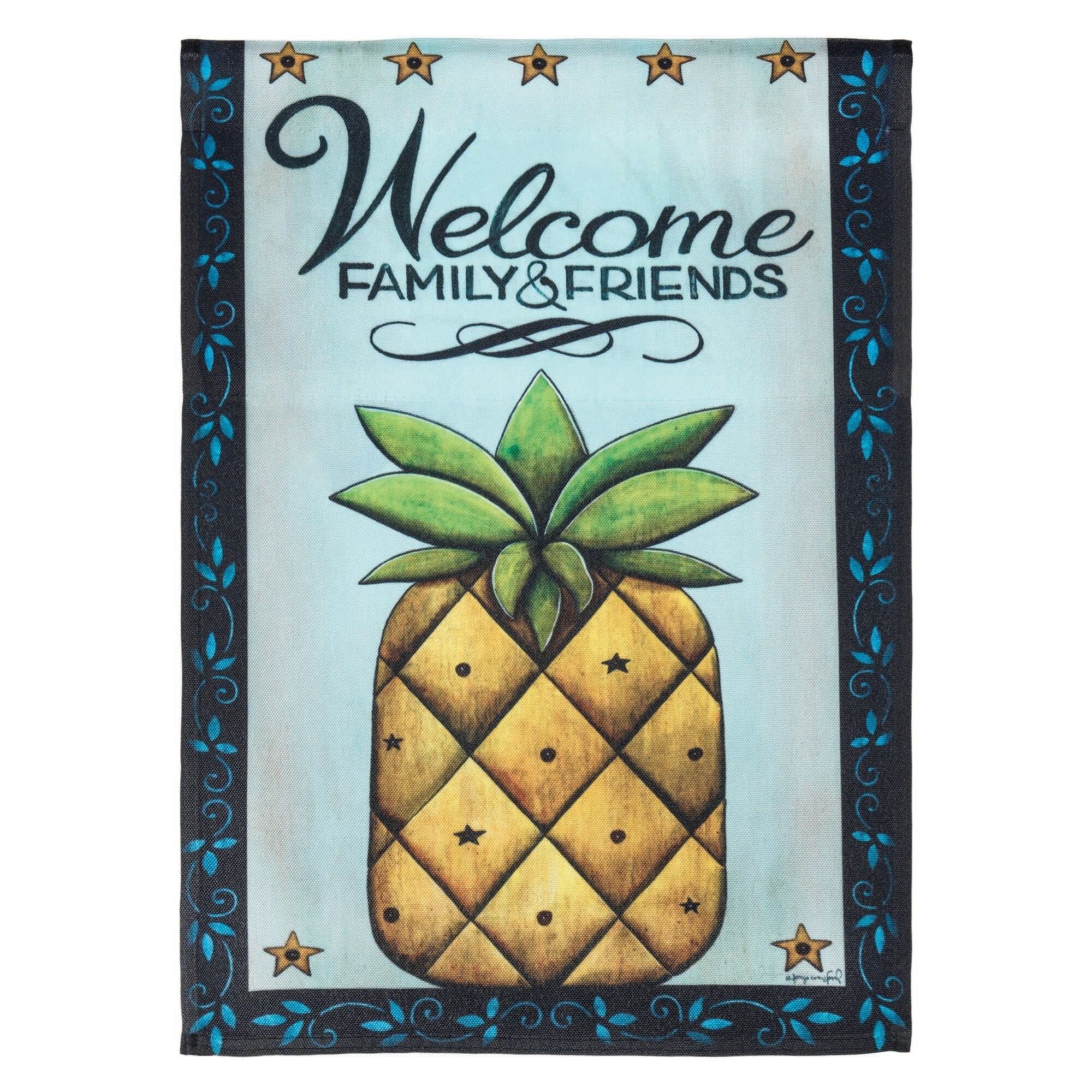 Shop Yellow Welcome Family And Friends Pineapple Printed Garden