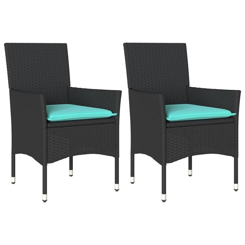 vidaXL Patio Chairs with Cushions 2 pcs Poly Rattan