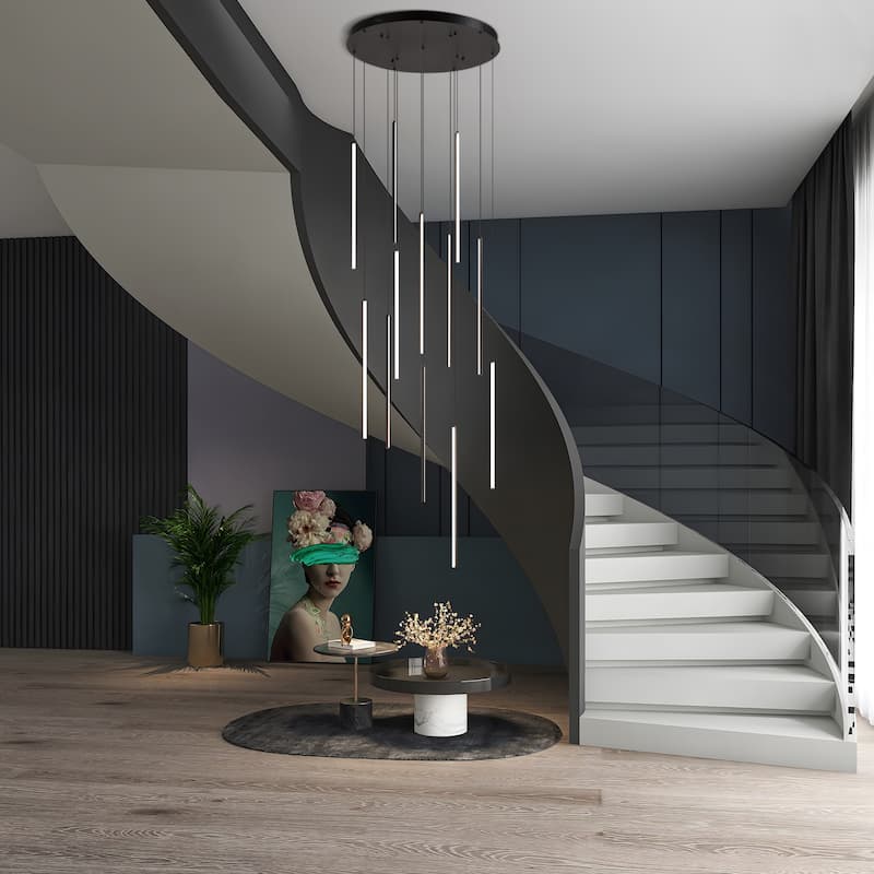 Contemporary Touch LED Drop Integrated Stairway Lighting Chandelier