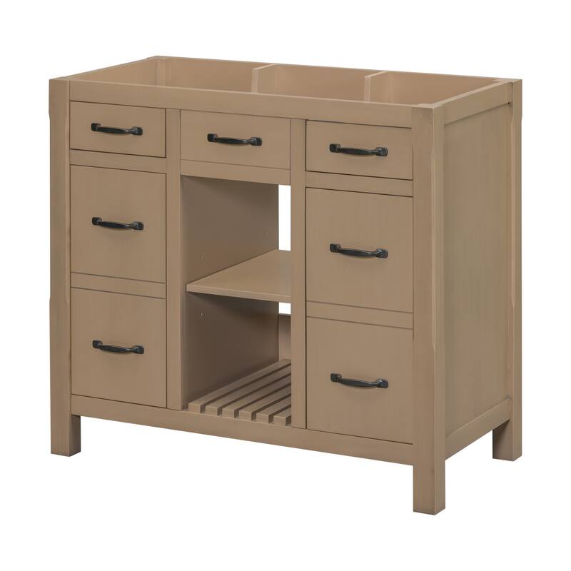36" Solid Wood Frame Bathroom Cabinet