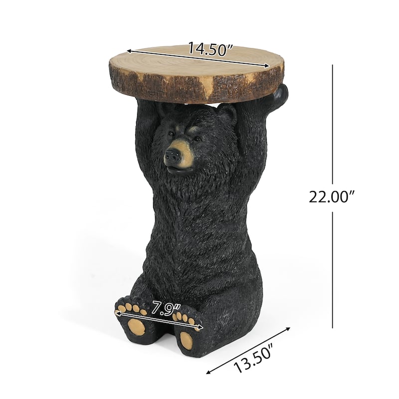 Christopher Knight Home - Blackthorn Bear MGO Side Table with Faux Wood-Top and Weather-Resistant Charm
