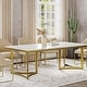 preview thumbnail 34 of 58, Modern Marble Dining Table with White Rectangular Tabletop Gold Stainless Legs, Dining Room Table