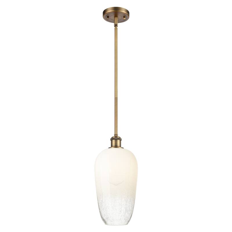 Innovations Lighting Endless Possibilities Ballston - Brookhaven Flute - 1 Light 7" Stem Hung Mini Pendant - Brushed Brass/Opal