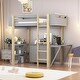 preview thumbnail 19 of 32, Twin Size Loft Bed with Built-in Storage Cabinet, Cubes & Foldable Desk, Solid Wood Loft Bed Frame for Kids Teens Adults