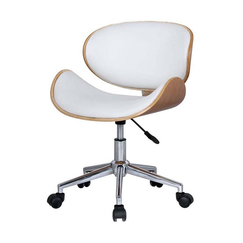 Brown White and Silver Adjustable Height Swivel Rolling Office Chair