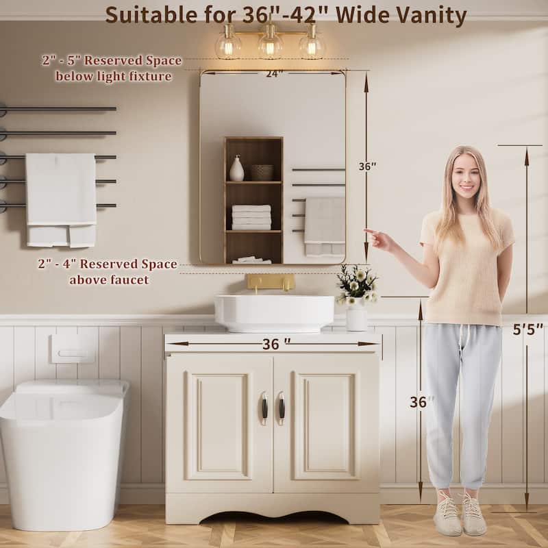 Modern Rounded Rectangle Metal Frame Wall Mirror