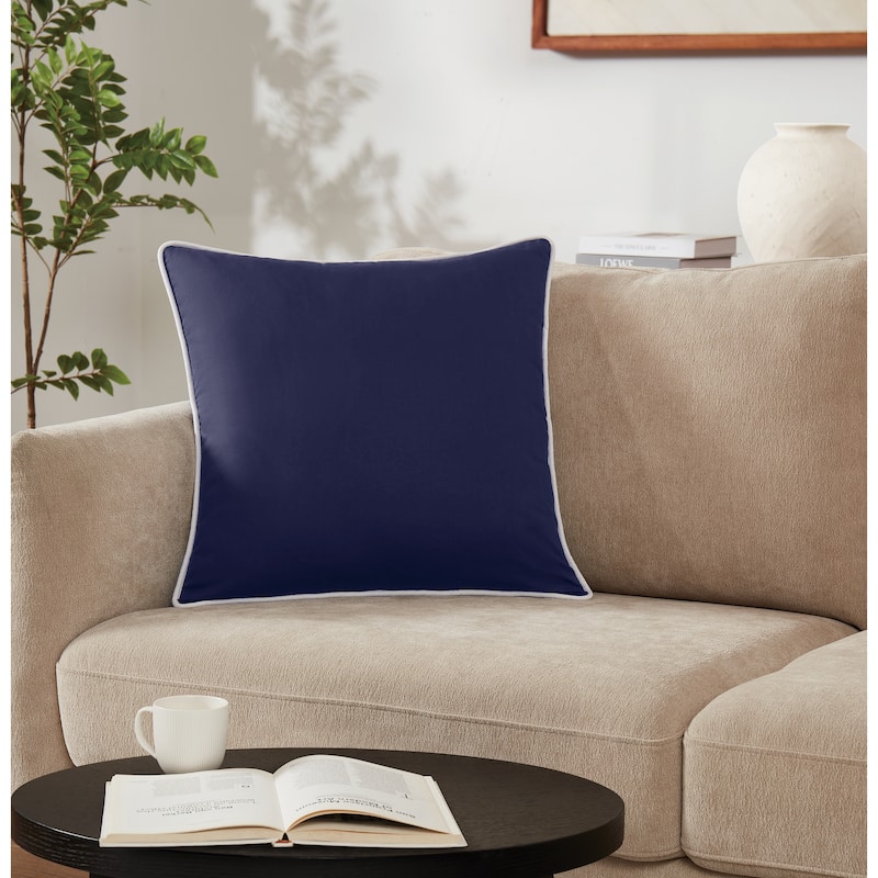 Brooklyn Loom Solid Contrast Piped Decorative Pillow