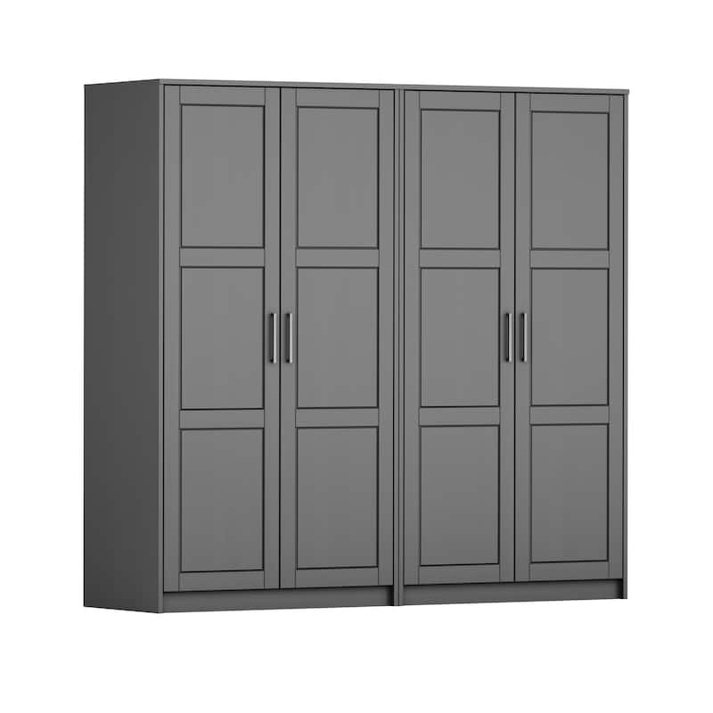 Palace Imports 100% Solid Wood 4-Door Urban Wardrobe Armoire with Solid Doors