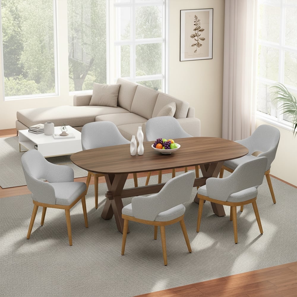 Upholstered Farmhouse Dining Chairs Modern Fabric Kitchen Side Chairs Wooden Back