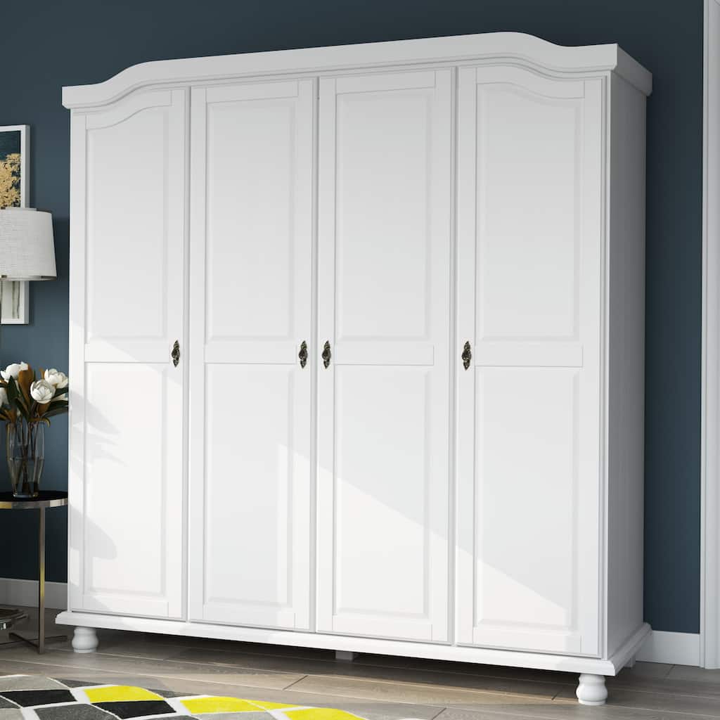 Palace Imports Kyle 100% Solid Wood 4-Door Wardrobe Armoire