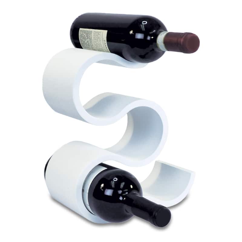 CoTa Global Infinity Wine Rack Contemporary White Wooden Wine Holder - 9.5"L x 9.5"W x 12"H inches