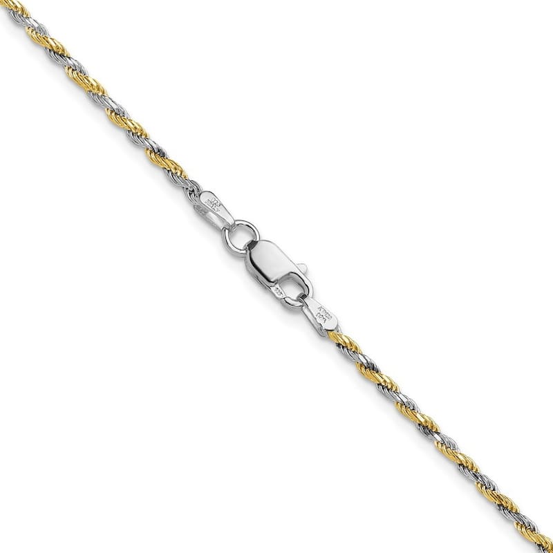 Curata 925 Sterling Silver Gold Plated 1.85mm Diamond Cut Rope Chain Necklace