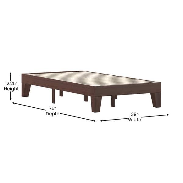 dimension image slide 2 of 8, Wood Platform Bed with 14 Wooden Support Slats