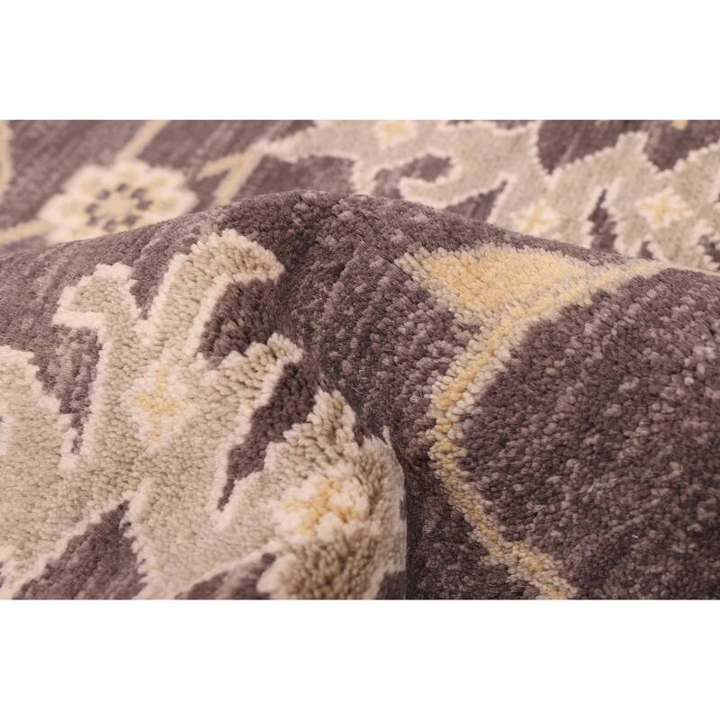 ECARPETGALLERY Hand-knotted Royal Oushak Dark Grey Wool Rug - 9'1 x 12'0