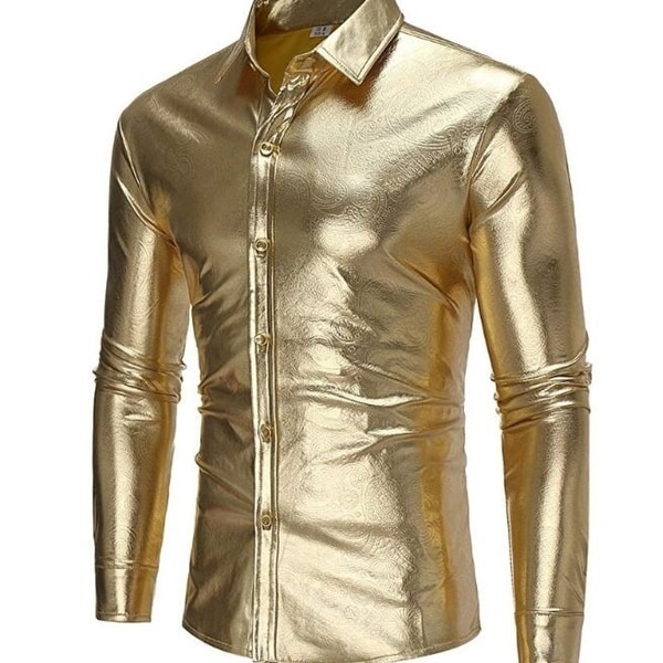 mens metallic dress shirt