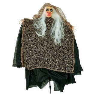 47" Halloween Light Up Eyes Witch on Stake with Rust Fish Net