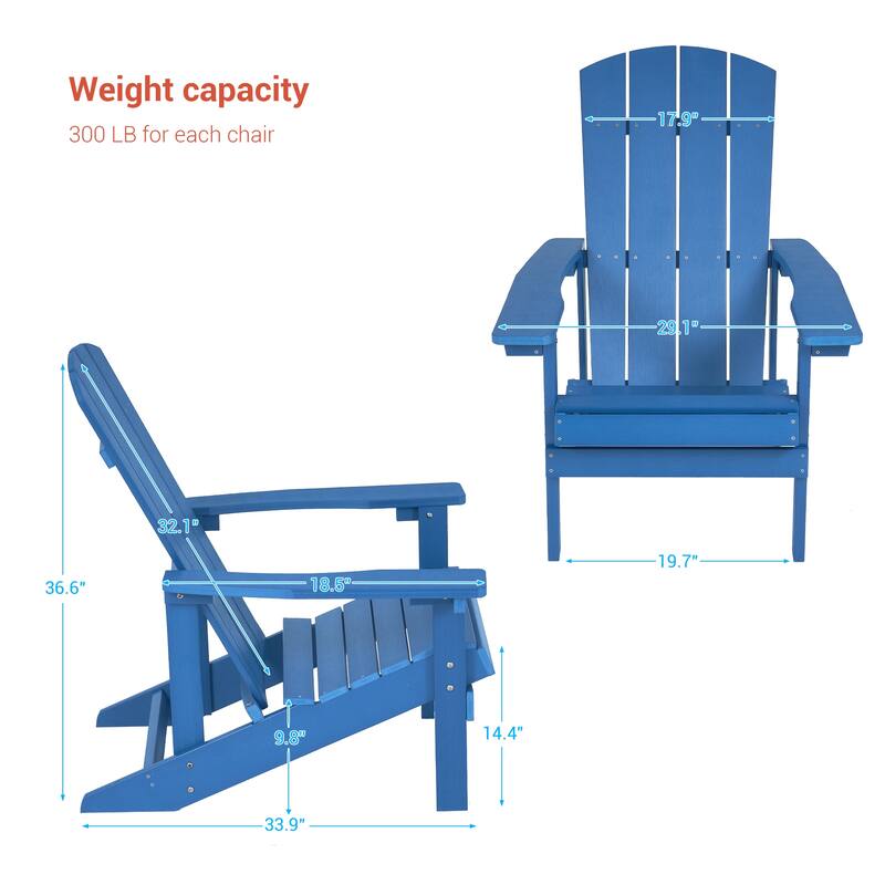 BONOSUKI Patio Adirondack Chair w/Cupholder,Weather Resistant-Set of 4