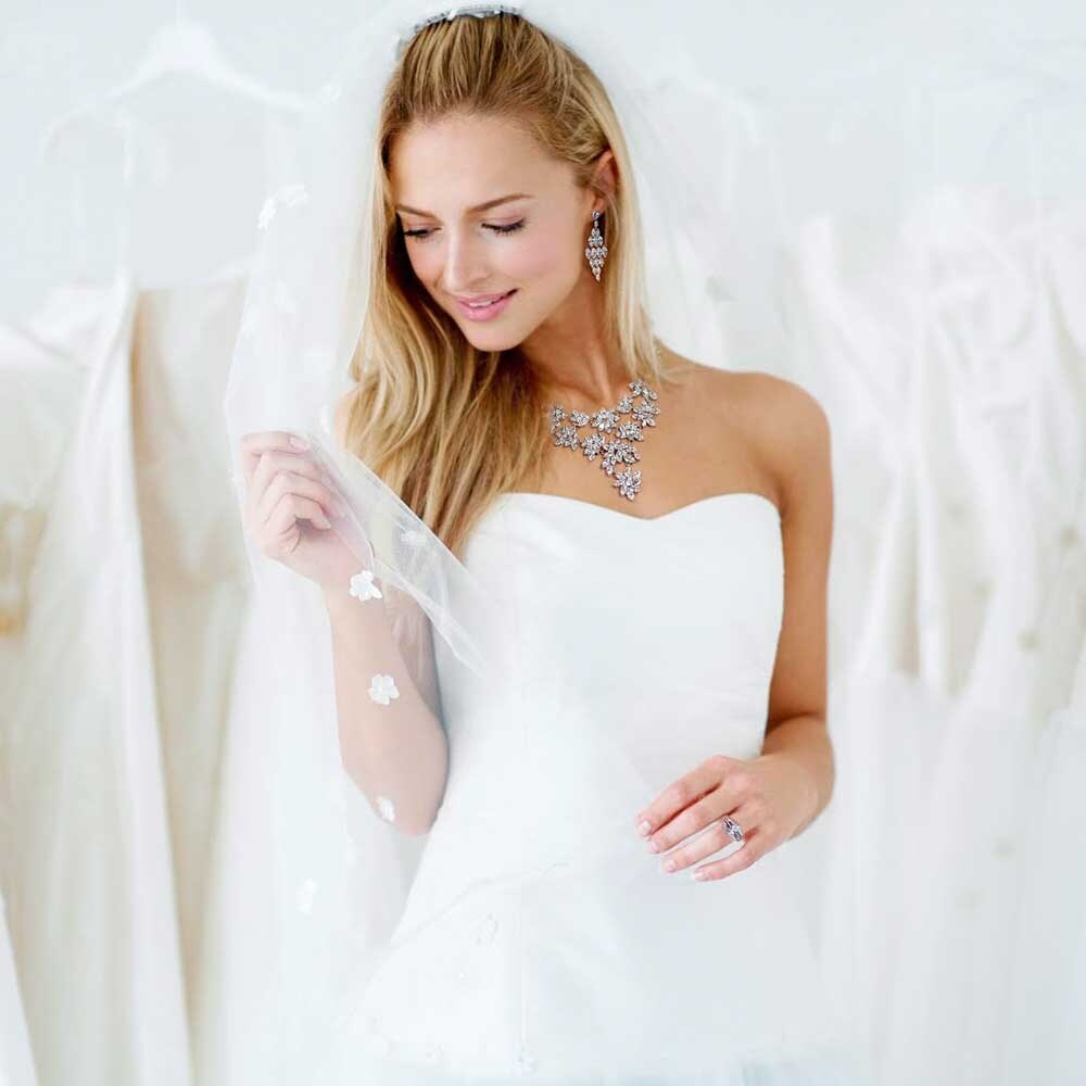 Shop Bridal Prom Collar Statement Necklace Earring Set For Wedding