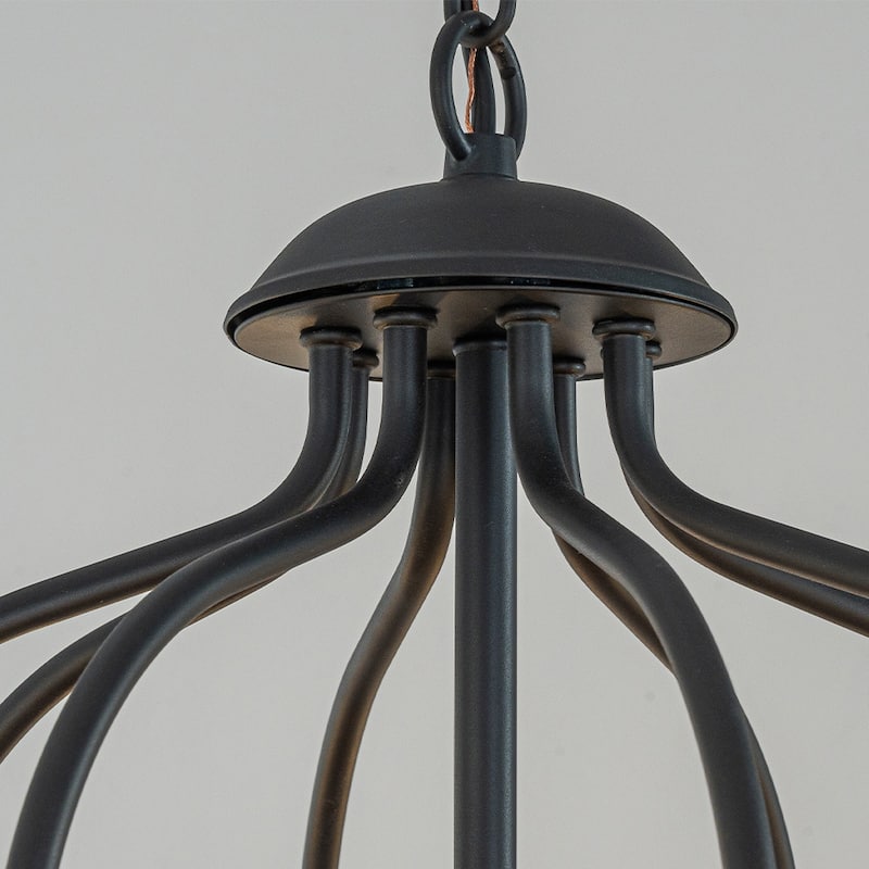 26'' 8-Light Modern Matt Black Classic Candelabra Chandelier Farmhouse Candle Pendant Light For Living Room Dining Room - W26''