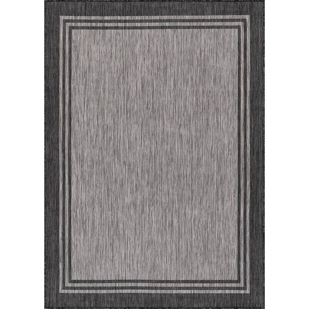 Washable Bordered Indoor Outdoor Rug for Patio, Deck, Porch