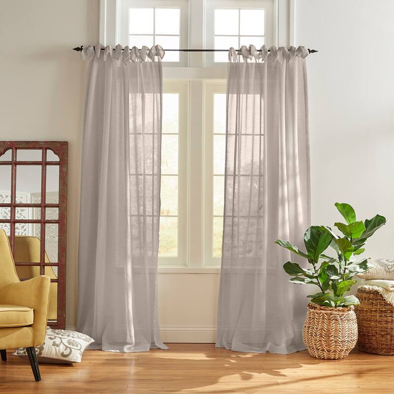 The Curated Nomad Parkhurst Tie-top Sheer Window Curtain - 52"x95" - Light Gray