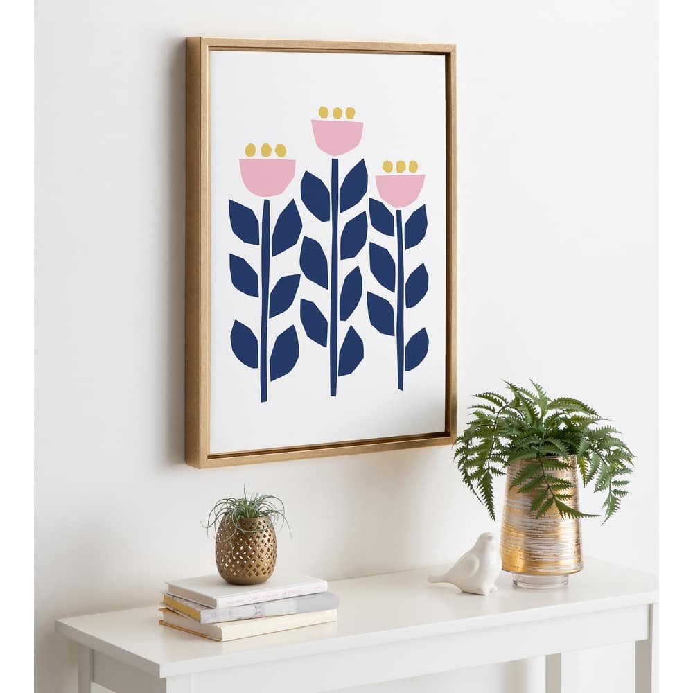 Kate and Laurel Sylvie Flowers Framed Canvas by Myriam Van Neste