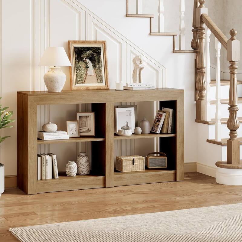 59-Inch Farmhouse Console Hallway Table for Entryway, Wood Console Behind Couch - 59.1" L x 13.8" W x 33.5" H