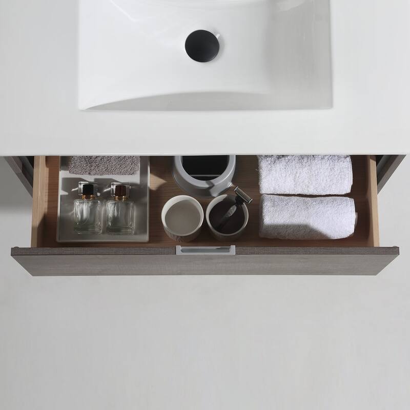 24"/30"/32"/36" Floating Bathroom Vanity Set with Ceramic Sink
