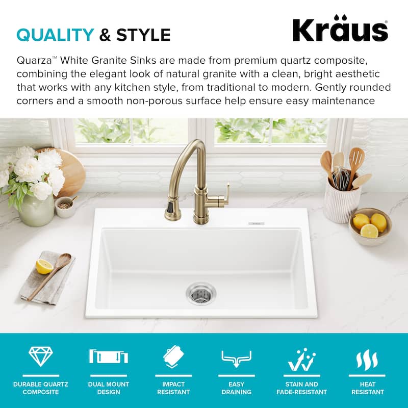 KRAUS Granite 31 inch 1-Bowl Undermount Drop-in Kitchen Sink