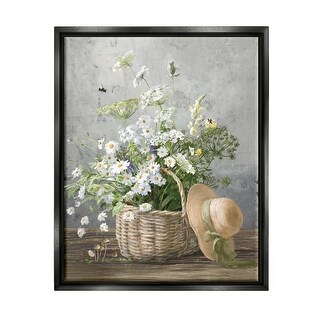 Stupell Country Daisy Basket Framed Floater Canvas Wall Art Design by ...