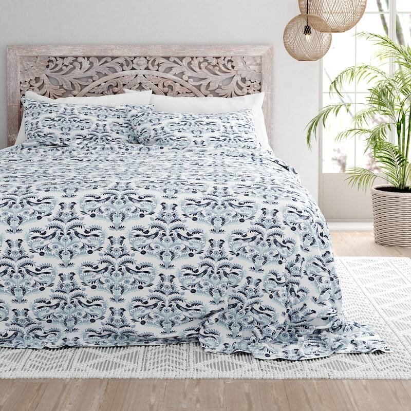 Becky Cameron Garden Estate Pattern 4 Piece Deep Pocket Bed Sheets Set - Twin