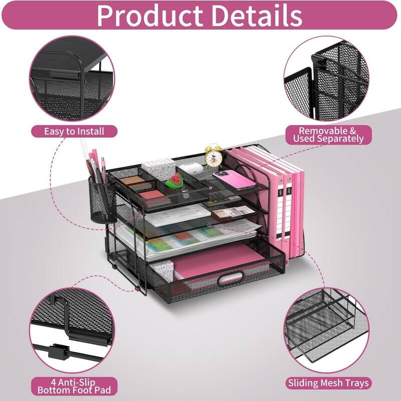 Desk Organizer with File Holder Black
