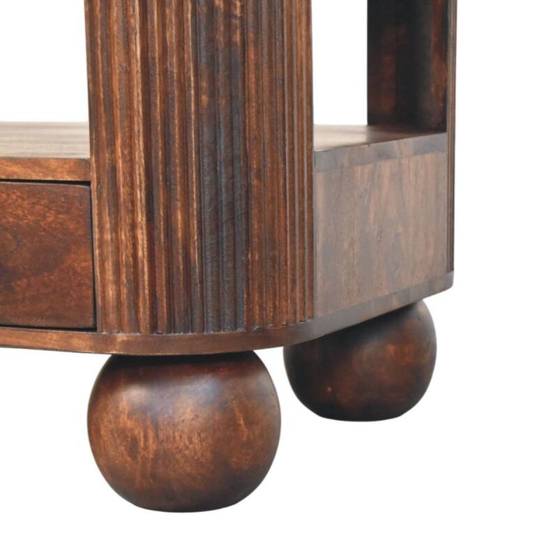 Artisan Furniture Solid Wood Sphere Leg Coffee Table, Brown, 2-Drawers