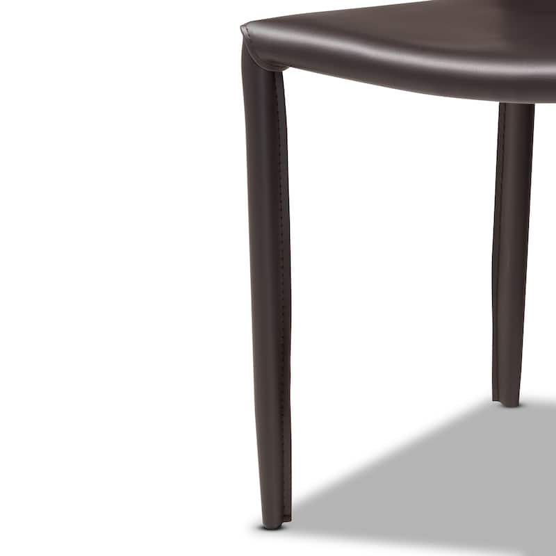 Modern Faux Leather Dining Chairs - 4 Piece Set - Dark Brown Upholstered Accent Chairs - 34.3" Height - 34.3
