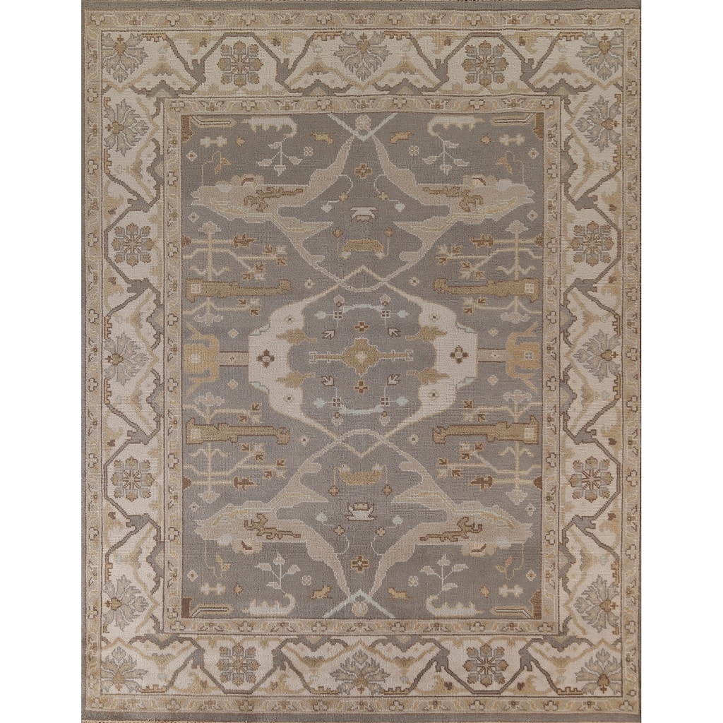 Oushak Oriental Area Rug Hand-Knotted Wool Carpet - 8'2"x 9'11"