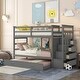 preview thumbnail 11 of 37, Twin Over Twin Bunk Bed, Solid Wood Staircase 3-in-1 Bunk Bed Frame