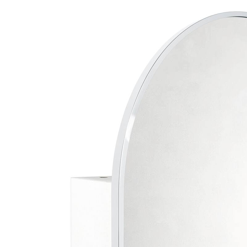 TEHOME Arched Bathroom Medicine Cabinet with Mirror Recessed and Surface Mount Medicine Cabinet Mirror - 24" x 36" - Polished Nickel