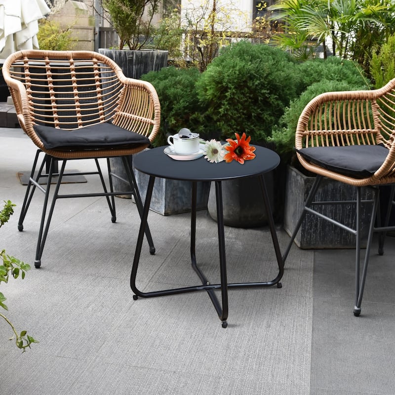 Clihome Outdoor Modern Steel Round Accent Side Table