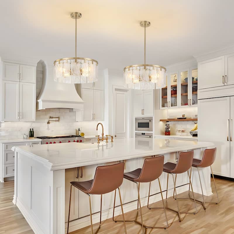 Starsky 4 - Light Modern Drum Handcrafted Textured Glass Chandelier