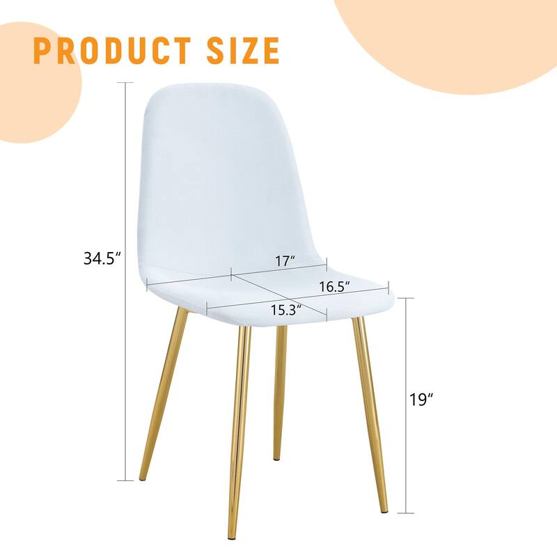 Minimalist Dining Chair Set of 4, Linen Fabric Kitchen Chair with Metal Legs Modern Armless Side Chair for Office