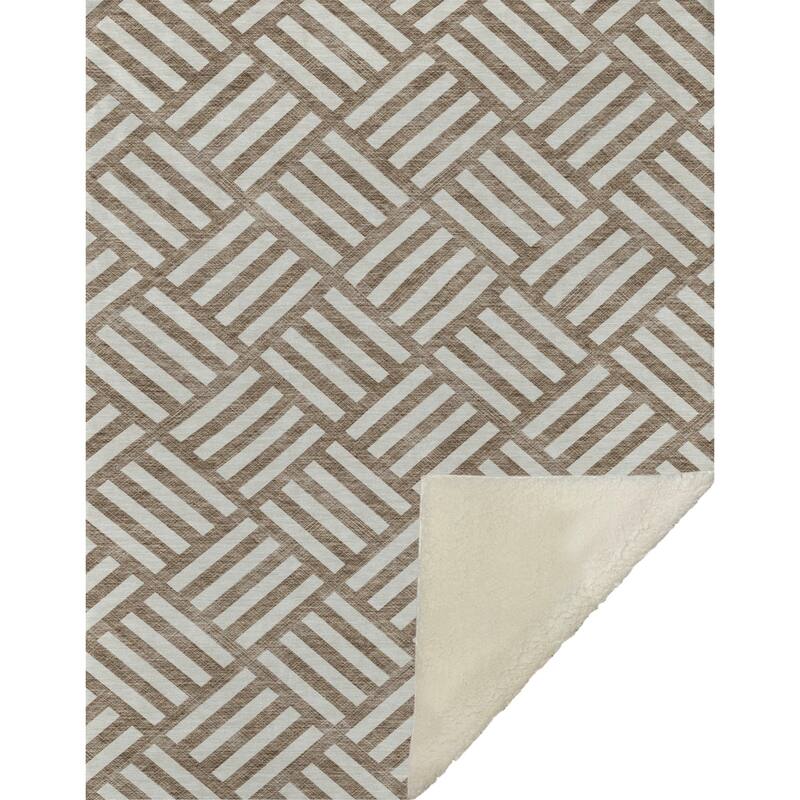 Premium Machine Washable Contemporary Geo Sherpa Throw Blanket