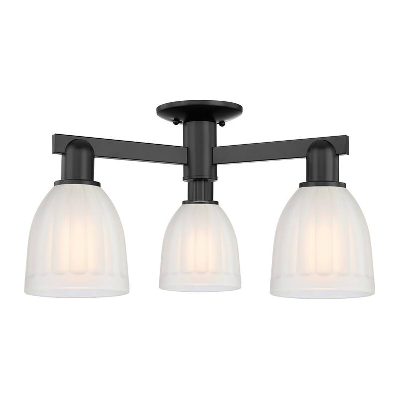 Innovations Lighting 716-3F-12-24 Brookfield Semi-Flush Brookfield 3 - Matte Black / White