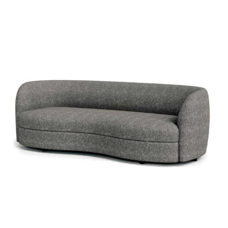 Srey Sofa, 84 Inch, Charcoal Gray Boucle, Smooth Curved Kidney Shape