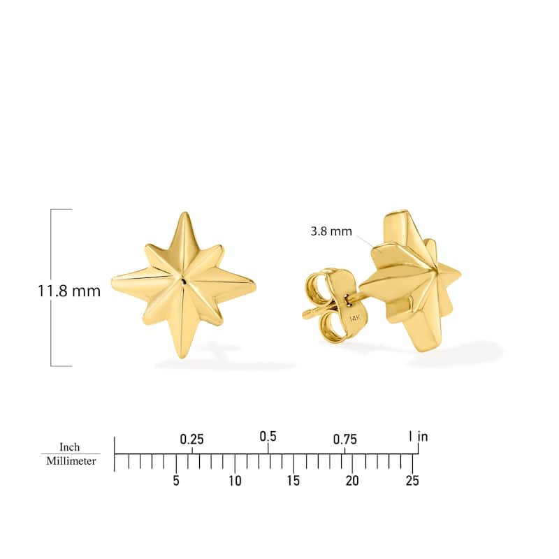 Clover 14K Yellow Gold High-Polish Star Stud Earrings