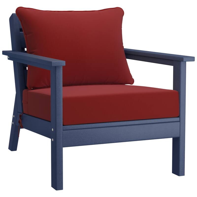 Birchwood All Weather HDPE Outdoor Patio Navy Blue Deep Seating Conversation Set (5-Piece Set)