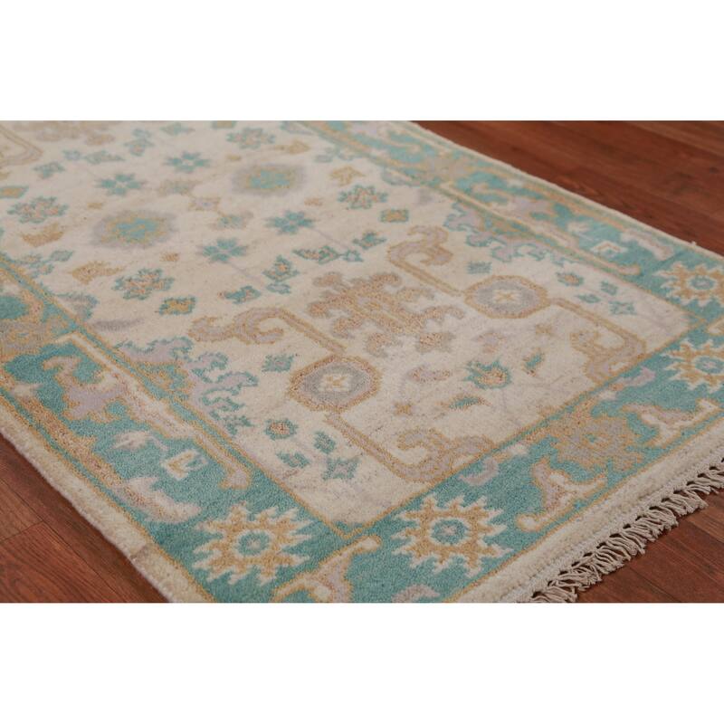 Transitional Oushak Oriental Runner Rug Hand-Knotted Wool Carpet - 2'8" x 9'10"
