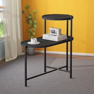 Minimalist Design Two-Tier End Table with Adjustable Foot Pads