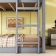 preview thumbnail 4 of 4, Twin over Twin over Twin Bunk Bed with Two Built-in Ladders, Detachable Triple Rubber Wood Bed with Guardrails, Grey