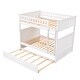 preview thumbnail 5 of 29, Full over Full Wooden Bunk Bed with Twin Size Trundle & Guardrails - Durable Pine Wood Design